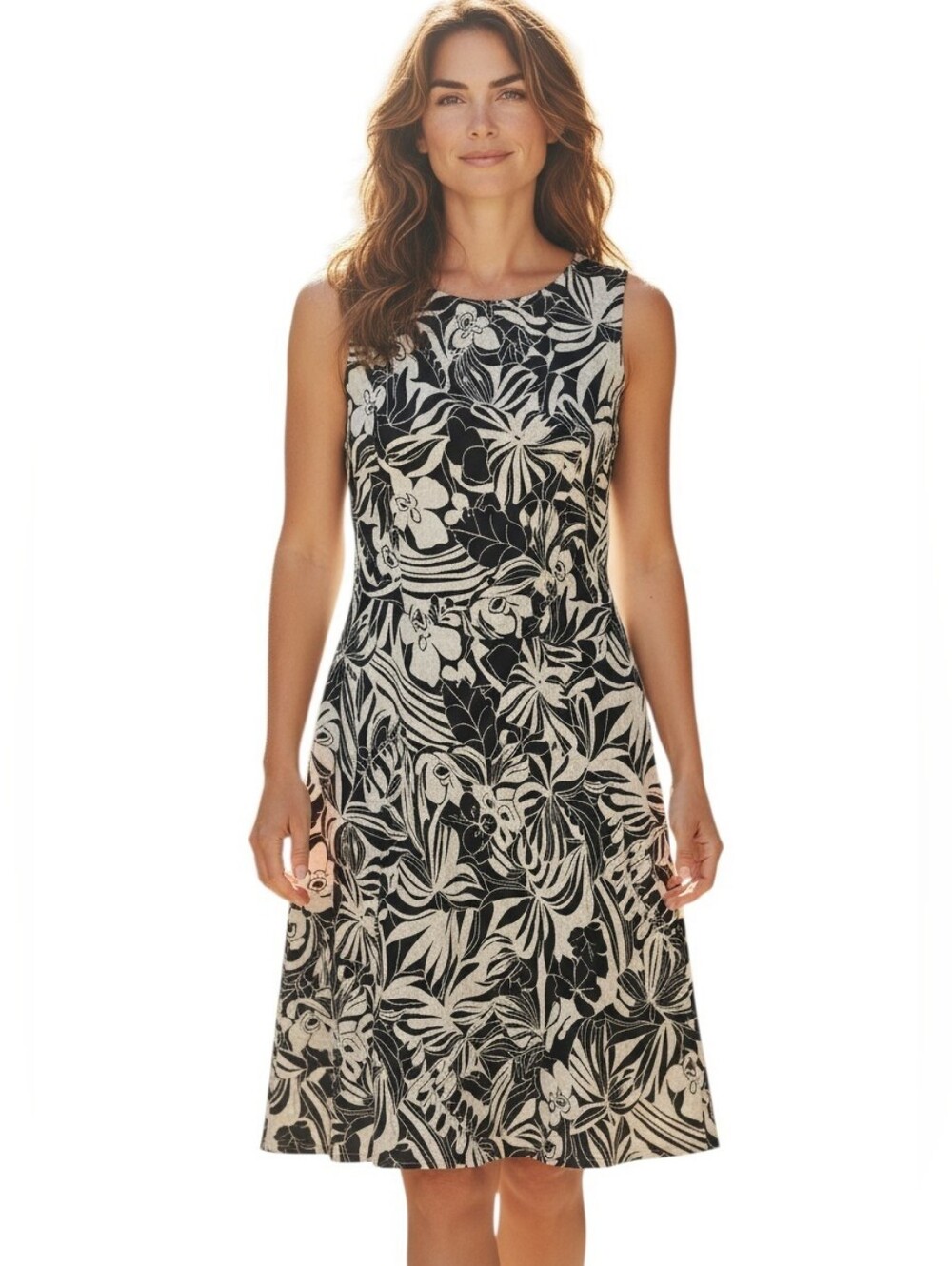 Dressbarn Sleeveless floral print black and white Dress Size 10